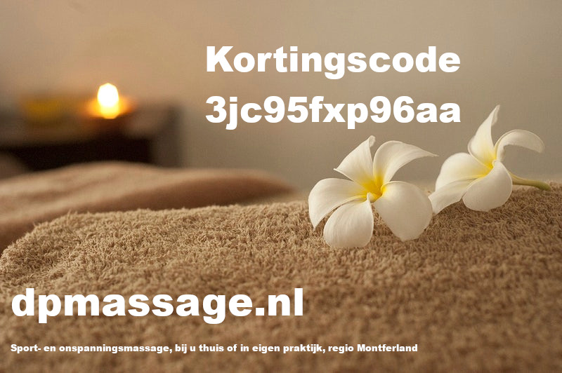 Ontvang een digitale cadeaubon met een kortingscode voor korting op een boeking op dpmassage.nl. Sport- en ontspanningsmassage Montferland.